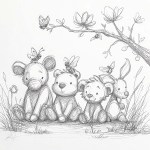 Lieve geschetste diertjes